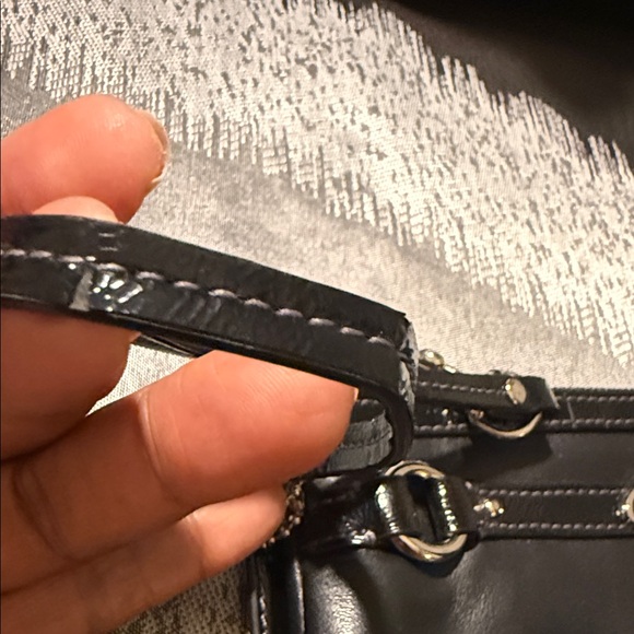Coach Penelope Black Leather Wristlet with Silver Accents - Picture 6 of 12